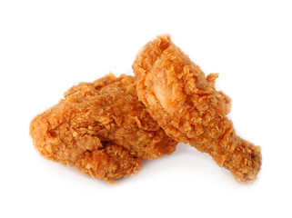 Fried chicken on white background