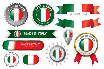 Made in Italy Seal, Italian Flag (Vector Art) - 87552687