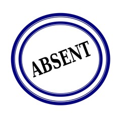 ABSENT black stamp text on white backgroud