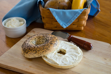 Poppy Seed Bagel with Cream Cheese