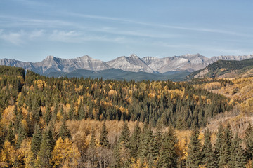 Landscape of Canadian rocky mountains in the Sheep River Valley in Kananaskis.