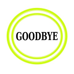 Goodbye black stamp text on white