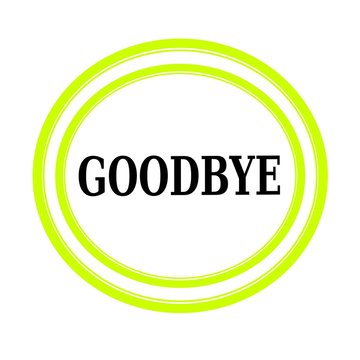 Goodbye black stamp text on white