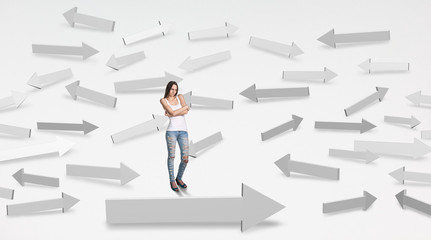Girl looking at arrows