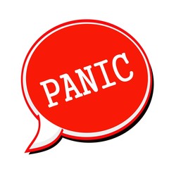PANIC white stamp text on red Speech Bubble