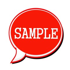 SAMPLE white stamp text on red Speech Bubble