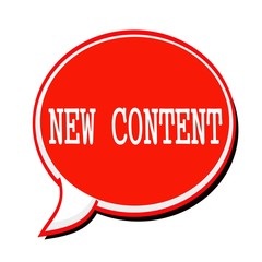 NEW CONTENT white stamp text on red Speech Bubble