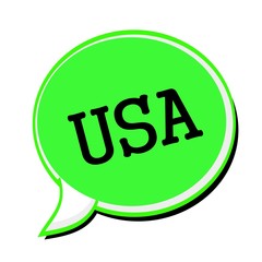 USA black stamp text on green Speech Bubble