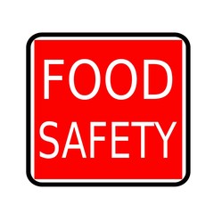 Food safety white stamp text on red background