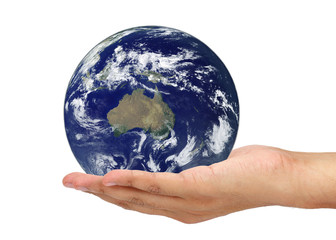 World on your hand. Elements of this image furnished by NASA