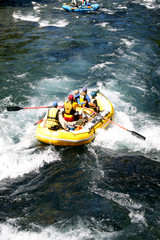 white water river rafting in a raft - obrazy, fototapety, plakaty