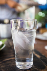 ice drink water in the glass