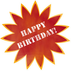 Happy Birthday red and orange burst design