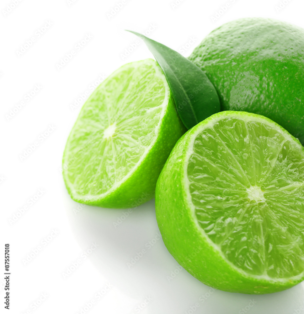 Canvas Prints sliced fresh limes isolated on white