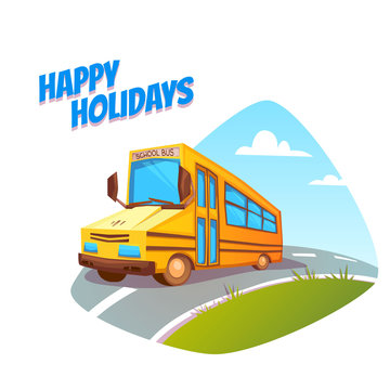 Vector illustration of school bus on background