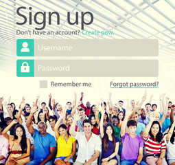 Obraz premium Sign Up Usename Password Log In Protection Concept