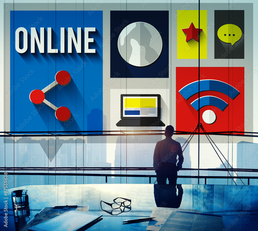 Poster online network connection connnecting internet concept