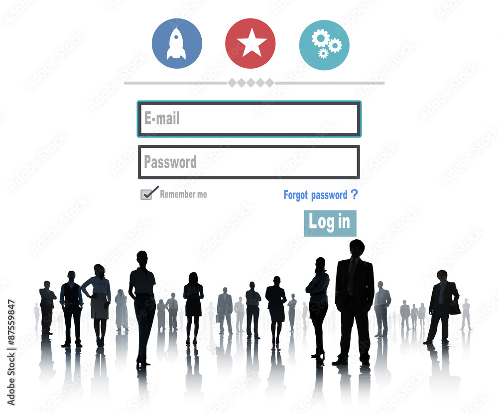 Aufkleber log in security username password protection privacy concept
