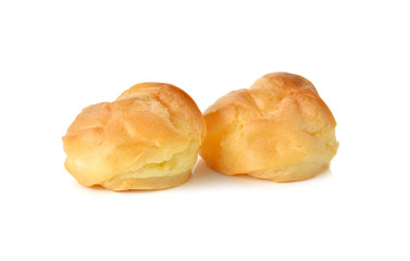 Eclair with vanila flavor on white background