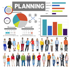 Obraz premium Planning Bar Graph Data Development Plan Strategy Concept