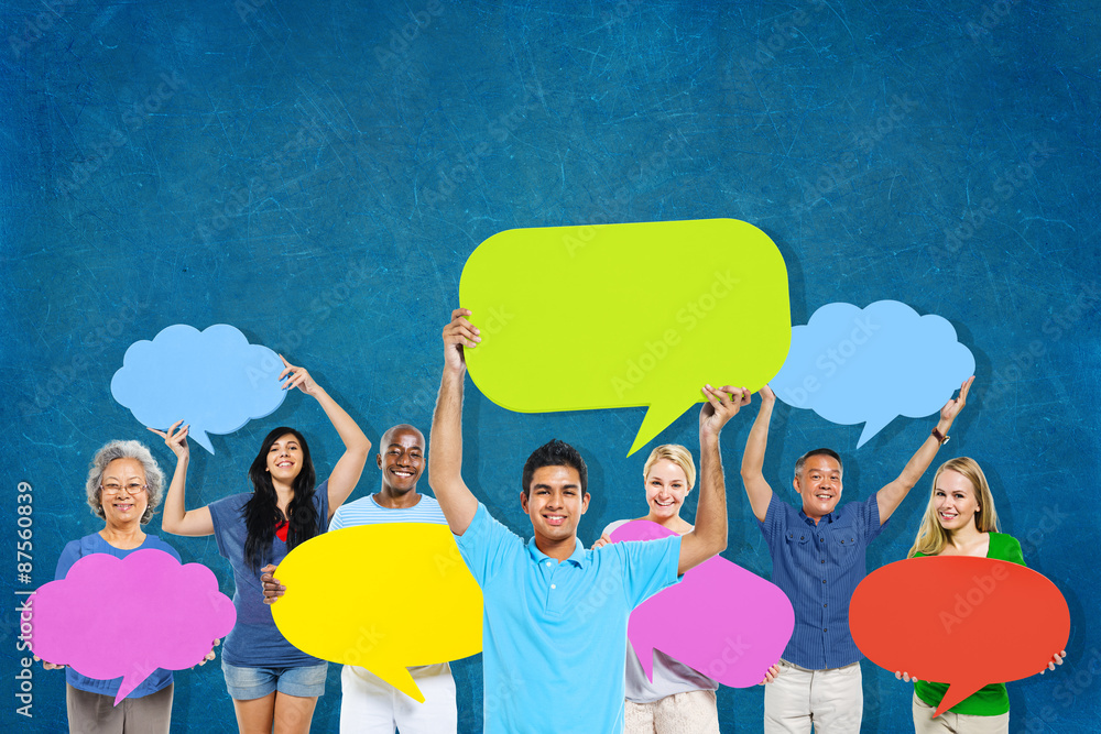 Canvas Prints diversity people holding colorful speech bubbles concept