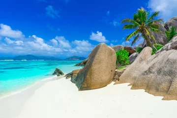 Crédence de cuisine en verre imprimé Anse Source D'Agent, île de La Digue, Seychelles Tropical Paradise of Seychelles- Anse Source d'Argent - Beach on island La Digue