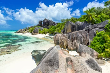 Cercles muraux Anse Source D'Agent, île de La Digue, Seychelles Paradis Tropical des Seychelles - Anse Source d& 39 Argent - Plage sur l& 39 île de La Digue