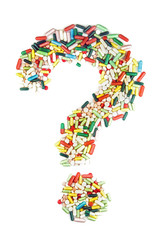 Question mark made of pills