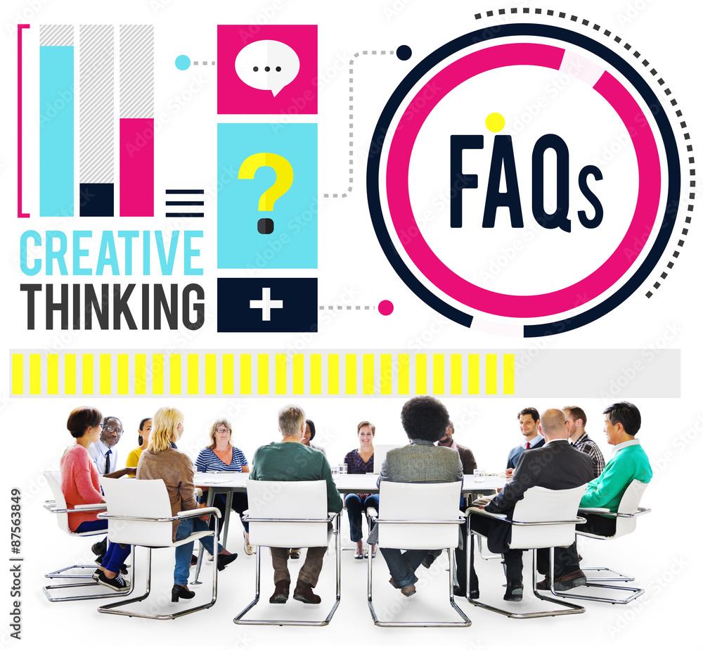 Aufkleber frequently asked questions faq problems concept