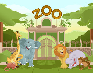 Zoo gate with african animals 1
