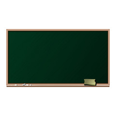 Blackboard, chalk and sponge - isolated vector illustration (10 EPS)