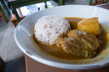 brown rice with chicken curry soup