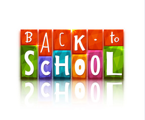 Color blocks with back to school text. Vector illustration