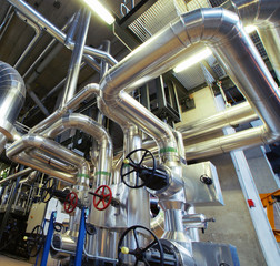 Industrial zone, Steel pipelines, valves and tanks