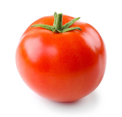 Single fresh tomato isolated on white