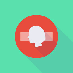 Long shadow do not enter icon with a female head