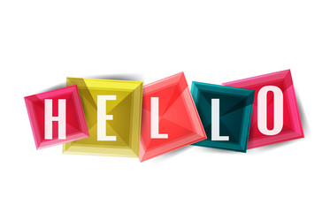 Hello word button banner or squares
