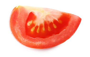 Piece of tomato isolated on white