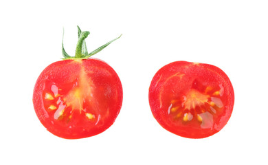 Sliced cherry tomato isolated on white