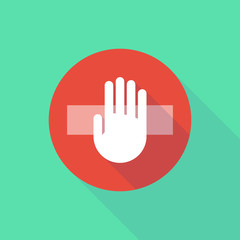 Obraz premium Long shadow do not enter icon with a hand