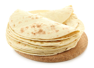 Flour tortillas isolated on white