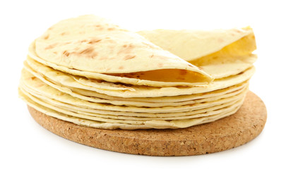 Flour tortillas isolated on white