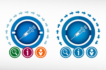 Syringe icon and creative design elements