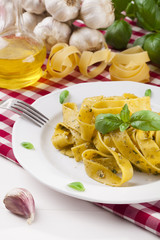 Pasta tagiatelle with pesto