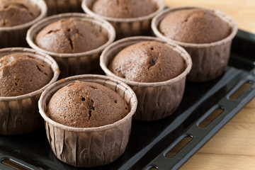 Muffin with chocolate sauce