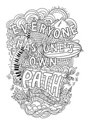 Beautiful phrase about life  hand lettering and doodles elements