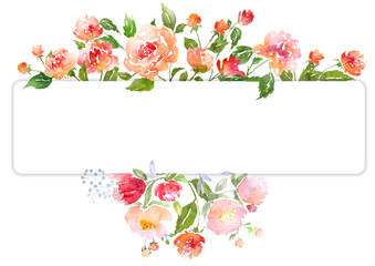 Watercolor floral card template - obrazy, fototapety, plakaty