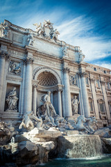 The Trevi Fountain, Rome, Italy. The famous Rome landmark, The Trevi Fountain, the largest Baroque fountain in the city.
