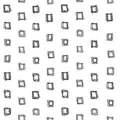 Seamless pattern of abstract squares of thin black lines on a wh