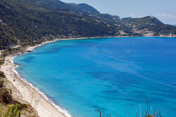 Blue beaches around Agios Nikitas village, lefkada